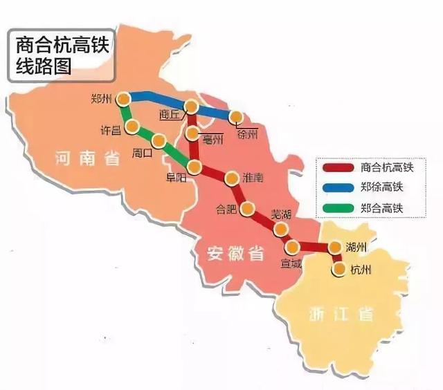 商合杭高铁线路图，中原与江南的联通纽带